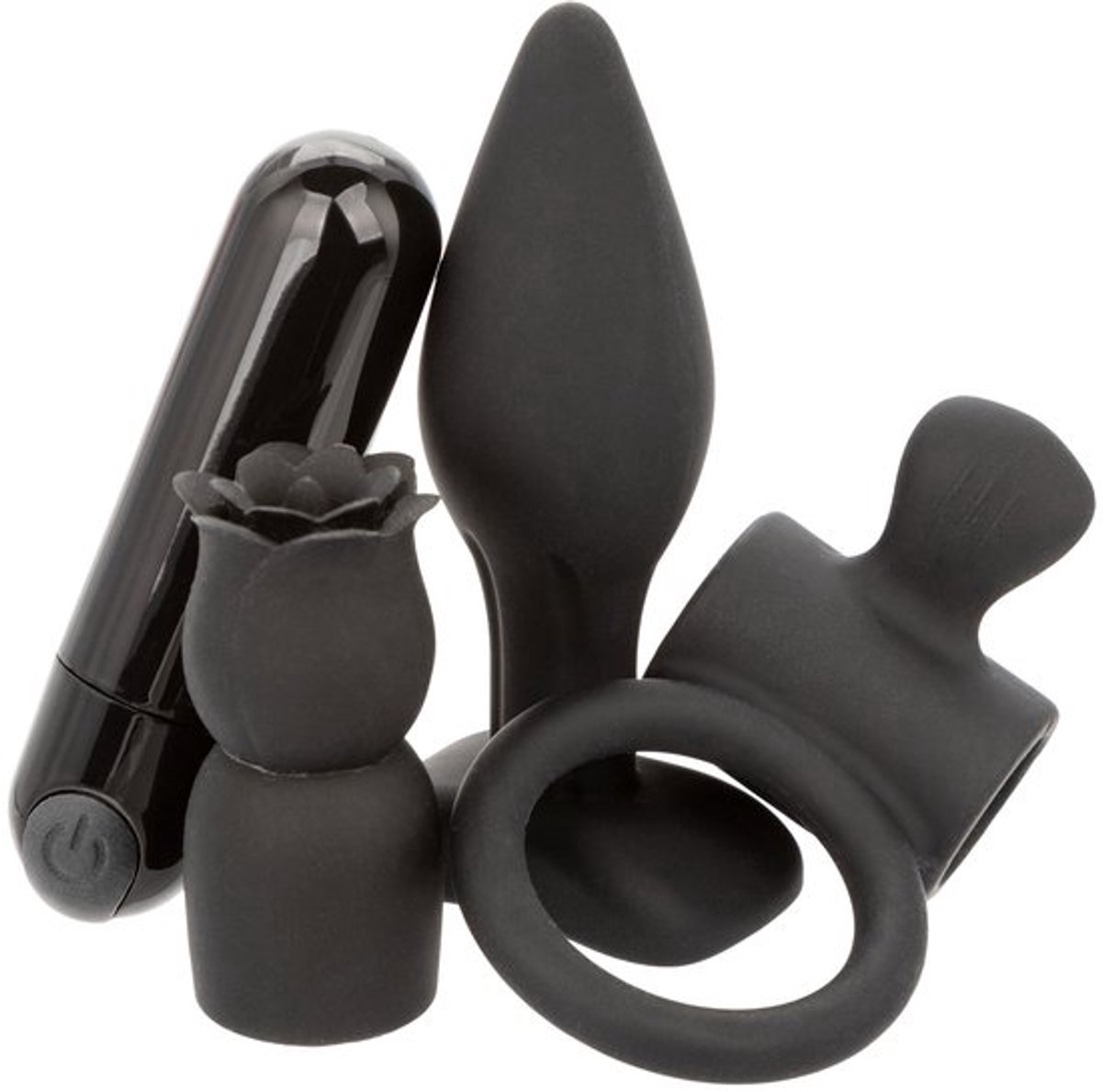 Sensationsdeluxe - Pleasure Kits - Mini Vibarator - Butt Plug - Penis Ring - Vibarator Roos mini - elektrisch