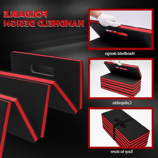 Opvouwbare ligmat - Werkmat Schuim - Comfortabel Werken - Waterdicht Antislip - 114 x 40 cm - Rood — afbeelding 4