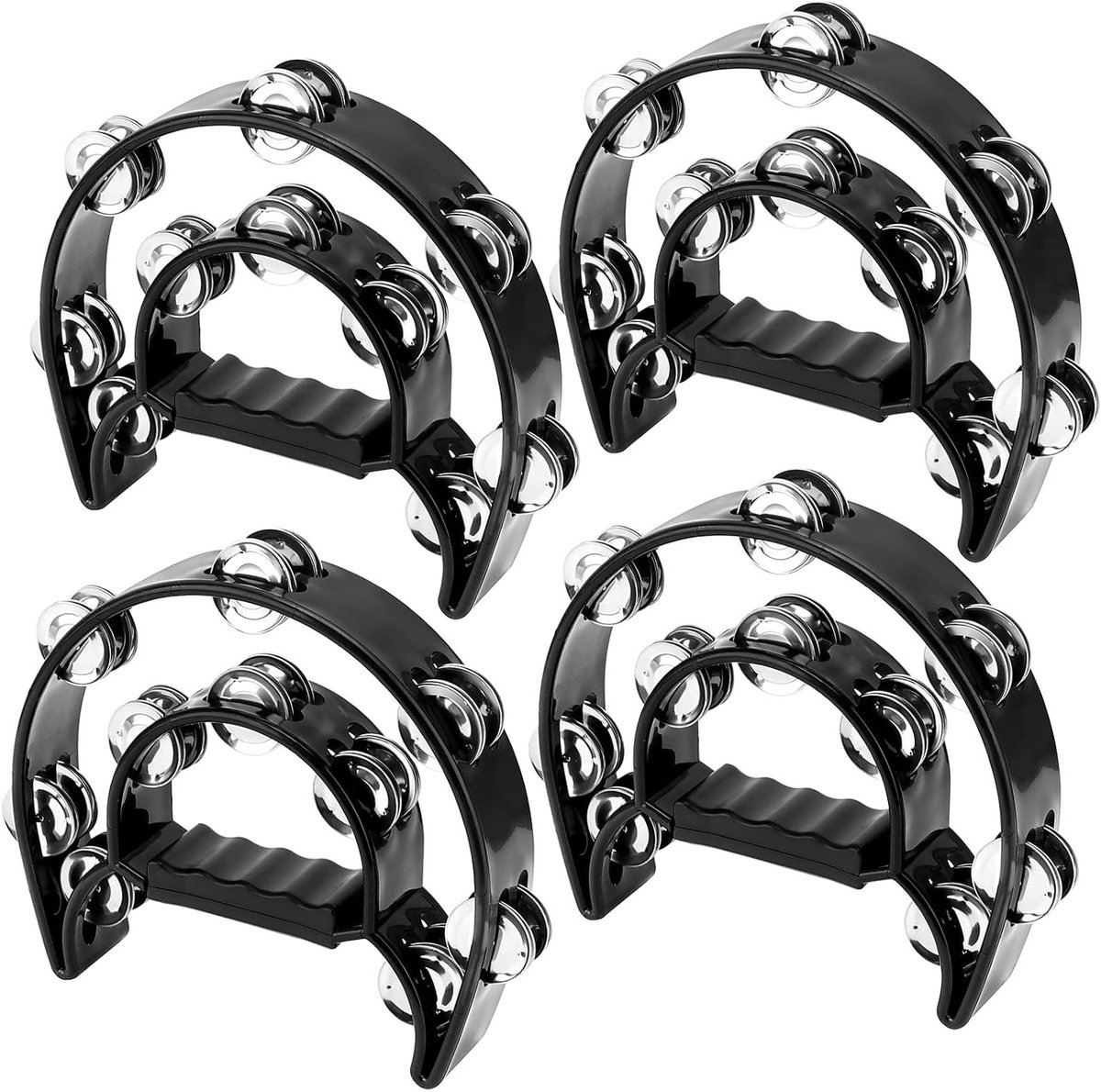 Set van 4 Dubbele Rijen Tamboerijnen Handpercussie Muziekinstrument