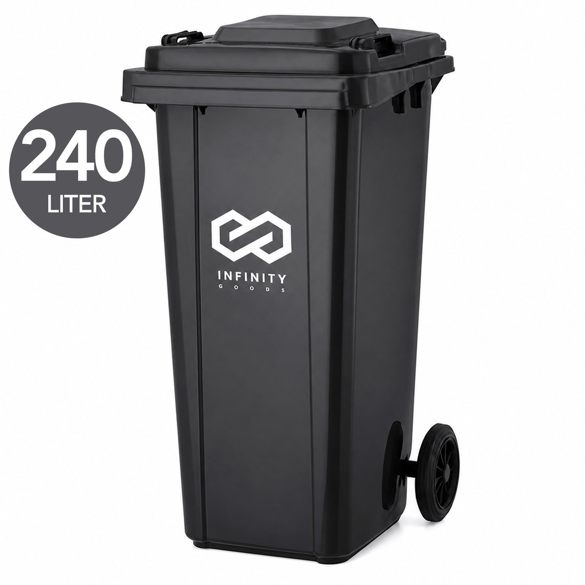 Infinity Goods Kliko 240L - Afvalcontainer - Rolcontainer - Kunststof Mini Container - Met Wielen - Grijs