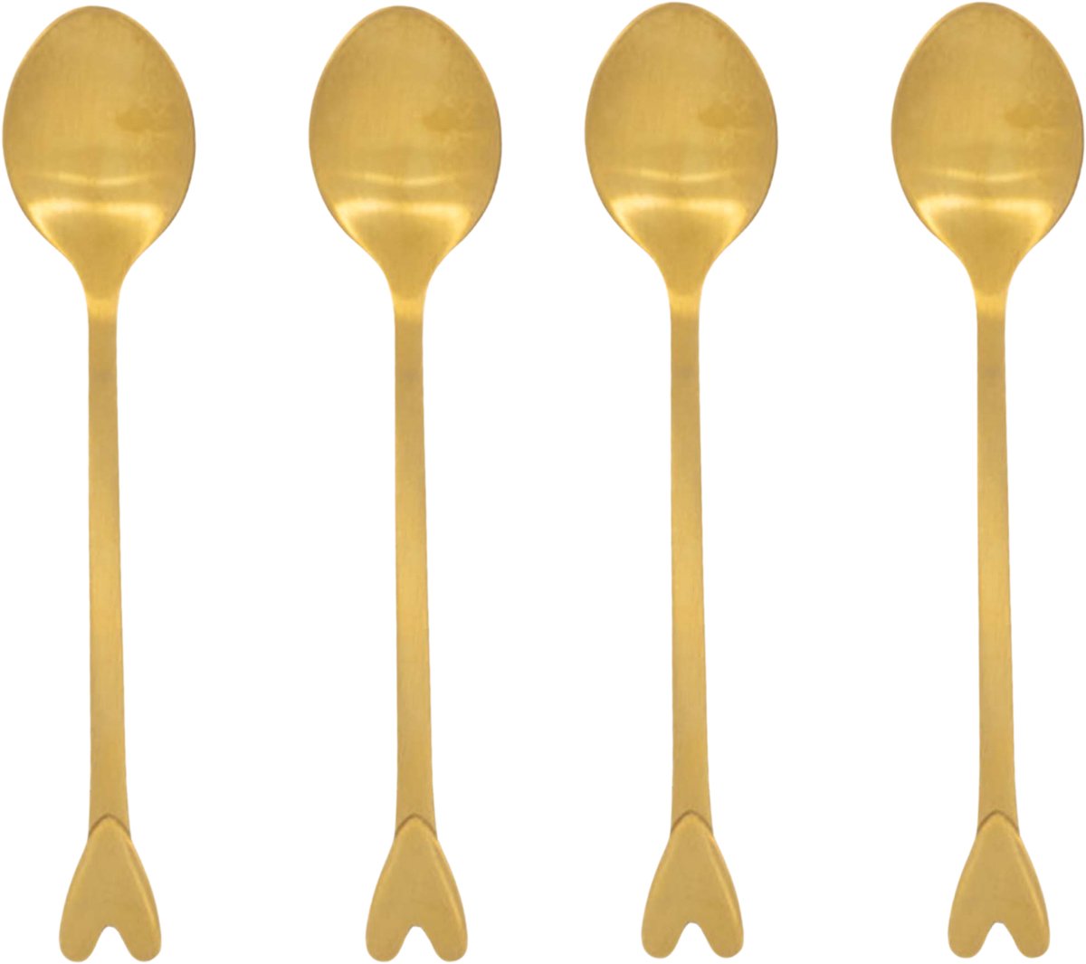Zusss Set Van 4 Lepeltjes Hartje Goud Metaal Goud
