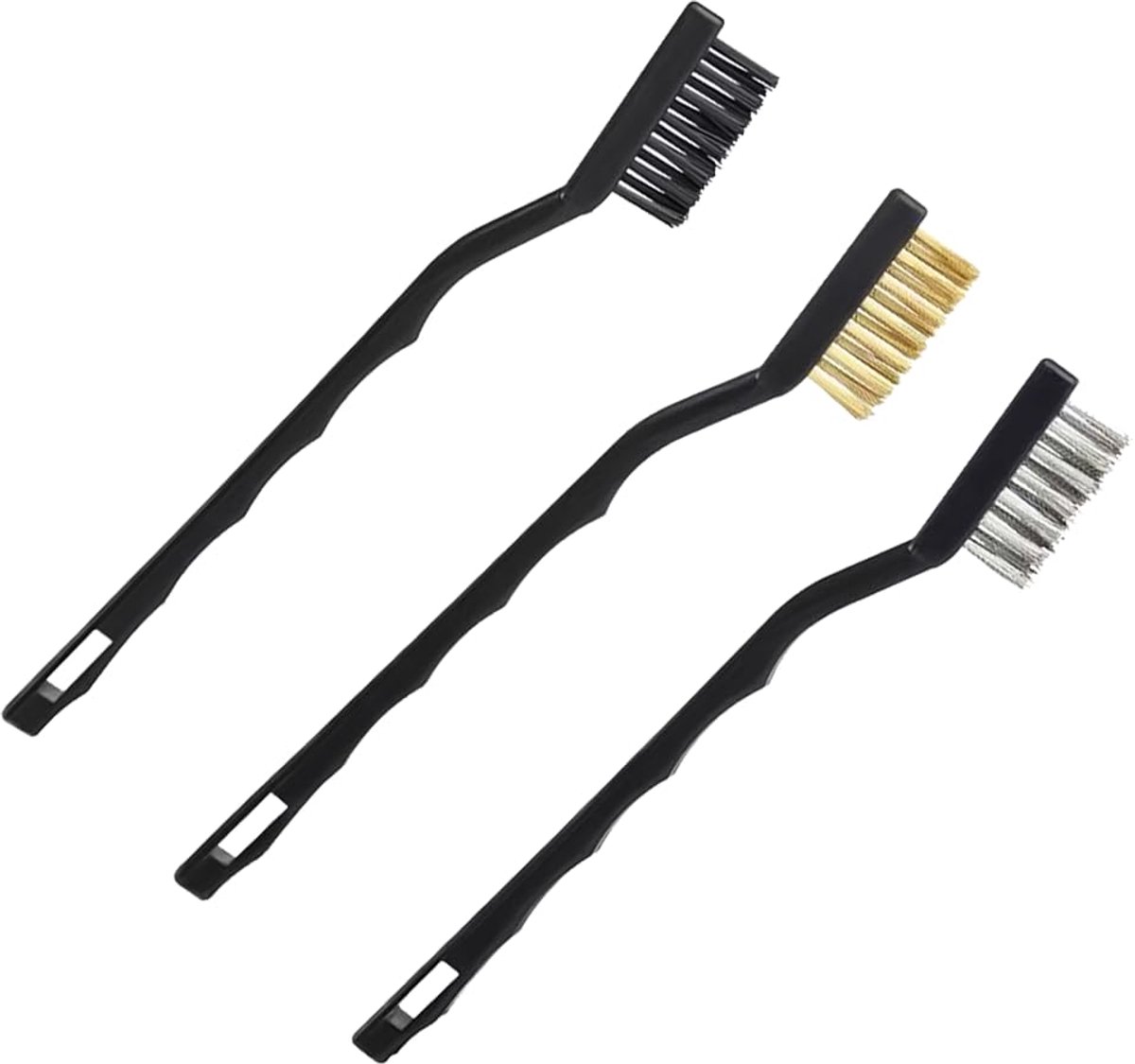 carmdering - Mini Borstel Set - Miniatuur Borstels - Schoonmaakgereedschap - Verwijdert Lasresten - Bereikt Nauwe Ruimtes - Roestvrij Staal En Nylon - Ergonomisch Ontwerp - Veilig Comfortabel Gebruik - 3 Stuks