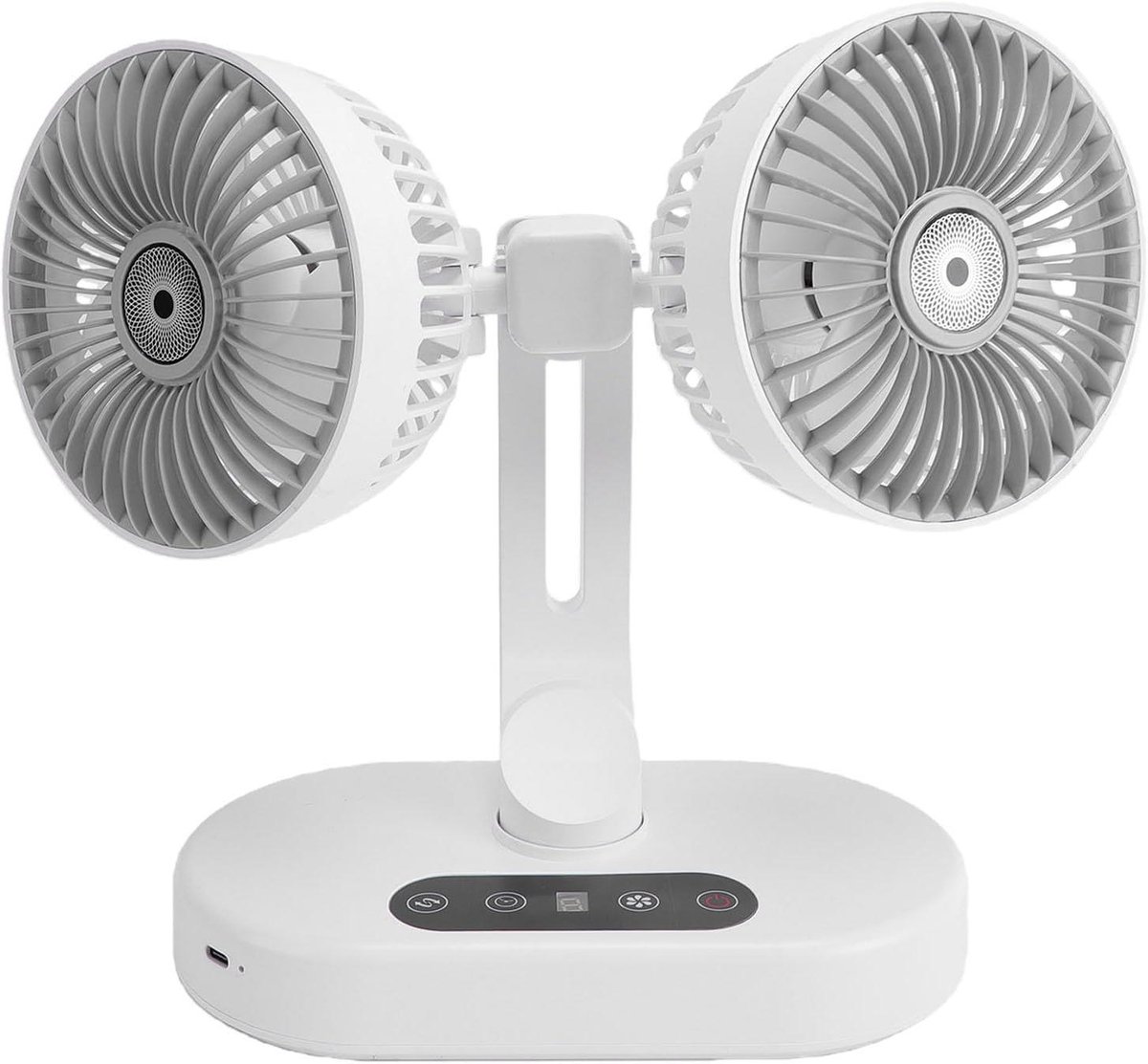 Bureauventilator Dubbele Kop - Ventilator USB - Persoonlijke Koeling - Automatische Oscillatie - 26.5 cm - Zwart