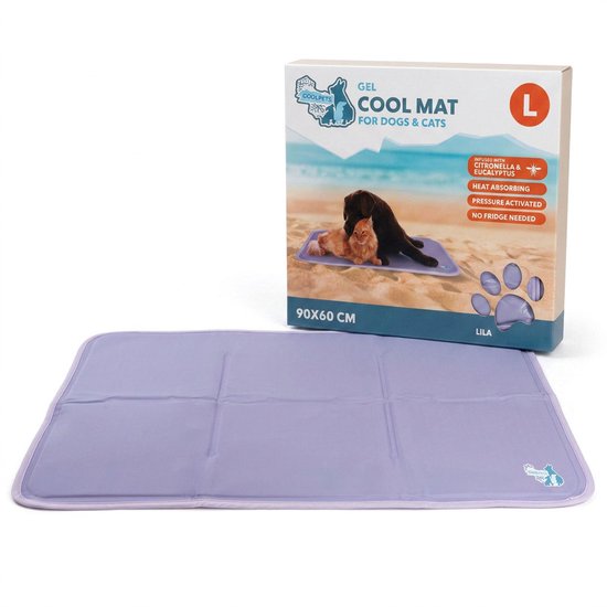 CoolPets Premium Koelmat Hond - L - 90 x 60 cm - Koelmat Kat - Anti-slip en Non-flow Coolgel - met Citronella en Eucalyptus - Lila