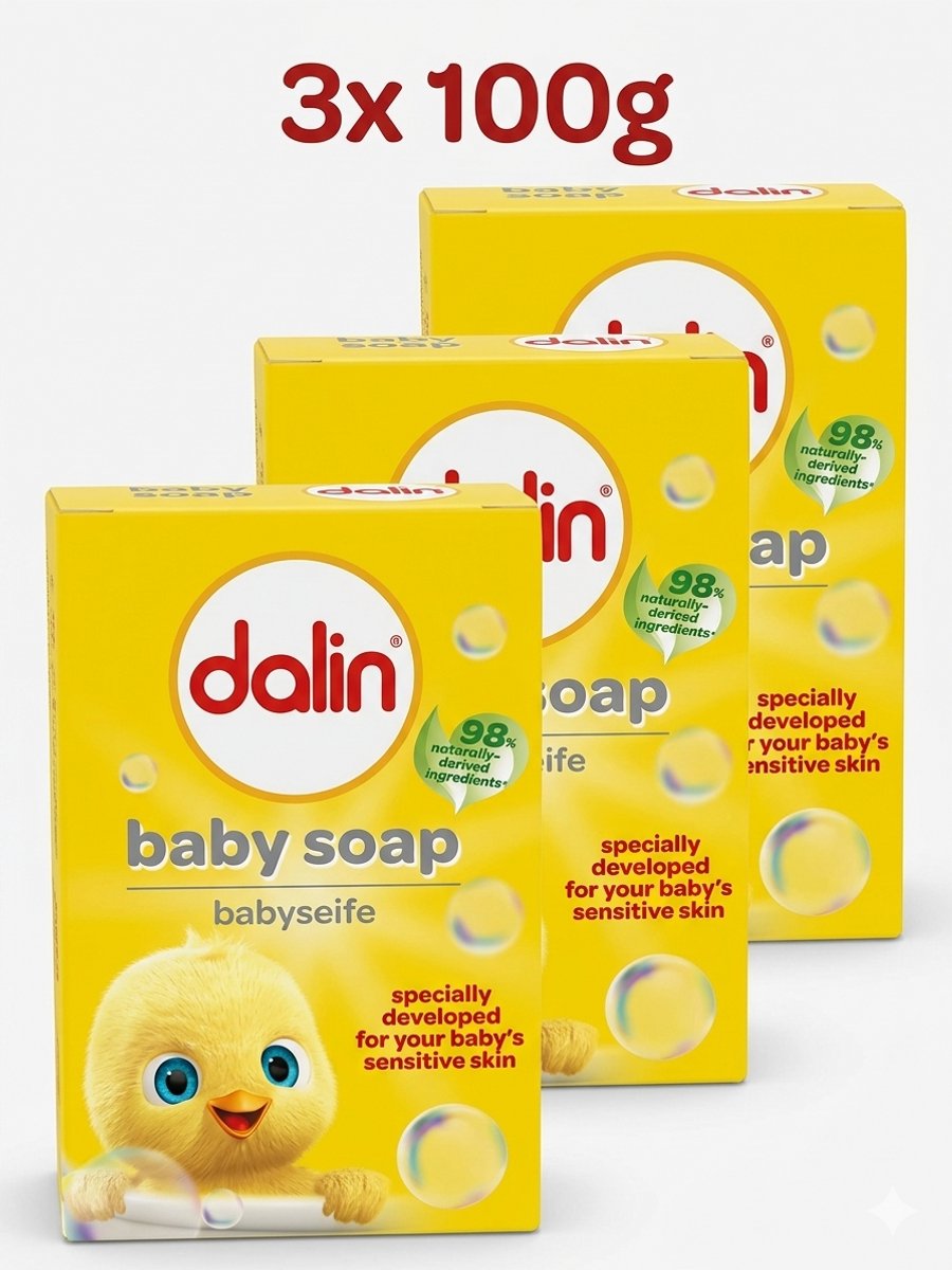 Dalin Baby Zeep Classic 3 x 100 g | Hypoallergene Babyzeep vanaf Geboorte | 98% Natuurlijke Ingrediënten - Baby Soap