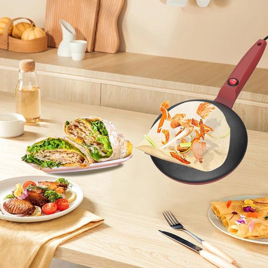Elektrische pannenkoekenpan - Crêpemaker machine - Snel ontbijt maken - Automatische temperatuurregeling - 78 inch - Rood — afbeelding 4