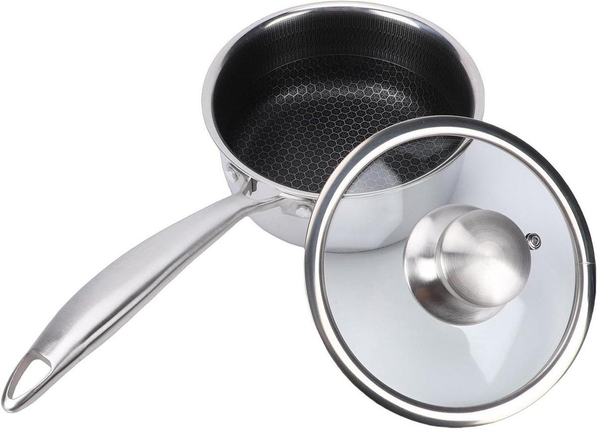 Koekenpan met deksel - Honingraat pan - Gelijkmatig koken - Dubbelzijdig ontwerp - 36x18cm - Zilver