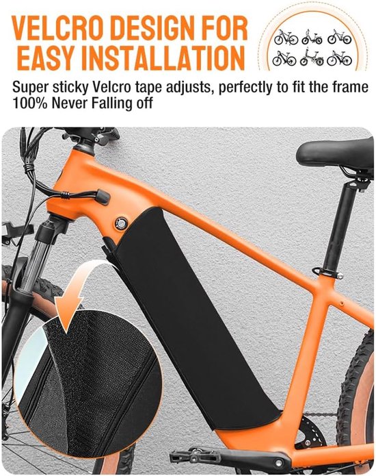 E-Bike Accu Beschermhoes - 2 Stuks - 53 x 37cm - GeïNtegreerde Accuhoes - Waterdichte Batterijhoes - Stofdicht - Universeel - Voor E-Bike, Fiets - Polyester - E-Bike Accu Beschermings Accessoires - Beschermhoes voor lithiumbatterij - Zwart en grijs — afbeelding 5
