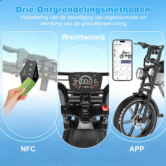 Hitway Elektrische Fiets BK28 - 20*4.5 Inch Fat Tire City Commuter EBike met Afneembare 48V 25 Ah Lithium Batterij - Mountain E-Bike met 250W Motor - 7 Versnellingen - APP Bediening van Hitway — afbeelding 3
