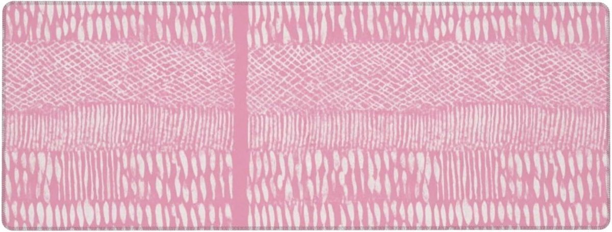 Bureaumat, 30 x 80 cm, roze, wit, computermuismat, antislip rubberen basis, grote muismat, genaaide randen, waterdicht, voor gaming, pc, laptop, kantoor, werk