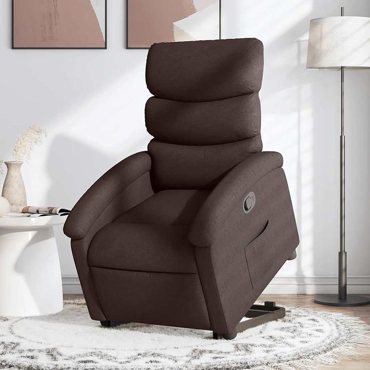 Relaxstoel met opstahulp - Comfortabele stoel - Ontspannen zitten - Elektrische opstahulp - 47 cm zitbreedte - Donkerbruin