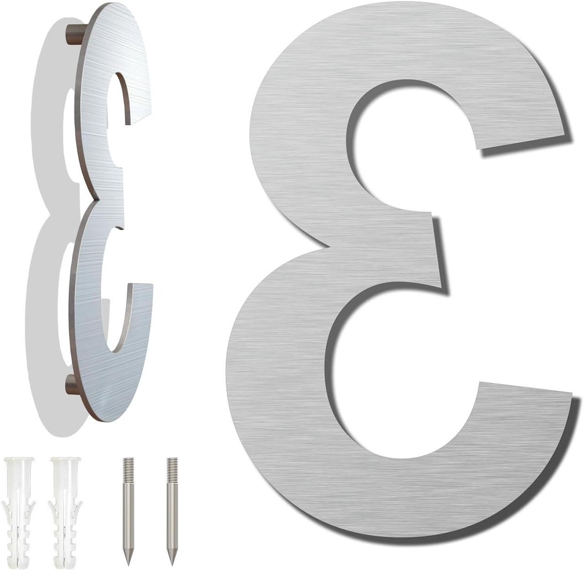 Huisnummer Modern - Deurnummer RVS - Adres Aanduiding - Zwevende Montage - 23 cm Hoog - Zilver