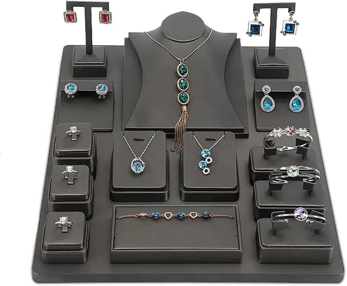 Sieraden Display - Hanger Standbeeld - Sieraden Presenteren - Elegante Kunstlederen Afwerking - Stabiele Basis - Zwart
