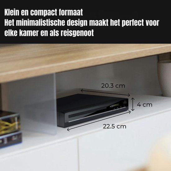 QUOVO® DVD Speler met HDMI - Externe Dvd Speler - Blu Ray Spelers - Zwart - 23cm x 23cm x 4cm van quovo — afbeelding 2