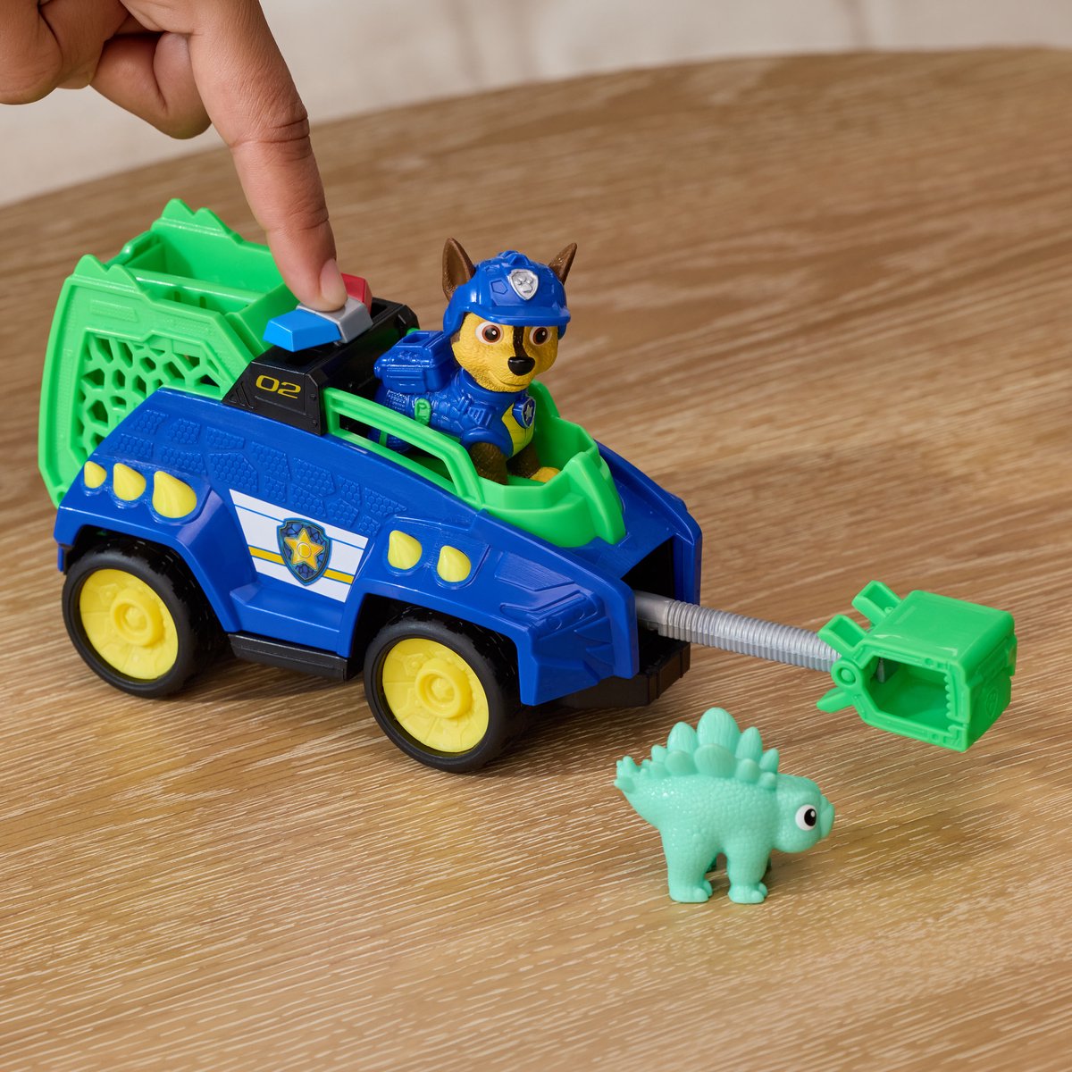 PAW Patrol- De Dino Film - Chase's Dino Rescue Cruiser Voertuig - Met klauw met veermechanisme en 2 actiefiguren — cadeau in Spellen & Speelgoed - foto 5