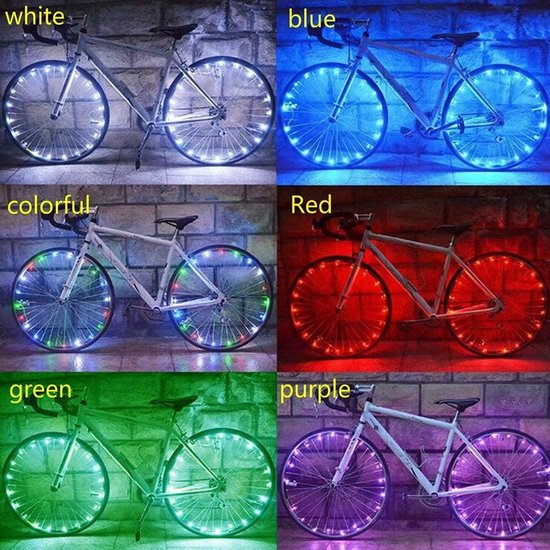 Fietswielverlichting LED - Fietsverlichting Set - Nachtelijke Rit - 20 Waterdichte Lichten - 2.2 Meter Draad - Blauw — afbeelding 4