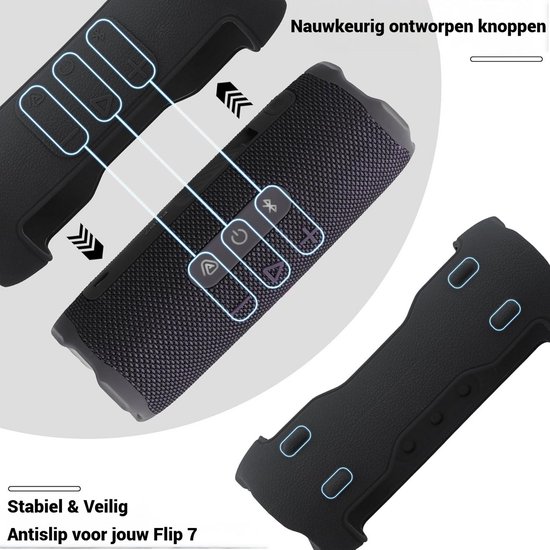 Beschermhoes geschikt voor JBL Flip 7 Bluetooth Speaker - Inclusief Draagriem - Rood - Schokbestendig - Krasbestendig - Siliconen - Hoesje - Case - Bescherming - Rood — afbeelding 3