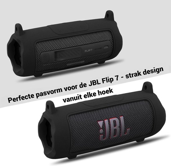 Beschermhoes geschikt voor JBL Flip 7 Bluetooth Speaker - Inclusief Draagriem - Rood - Schokbestendig - Krasbestendig - Siliconen - Hoesje - Case - Bescherming - Rood — afbeelding 4