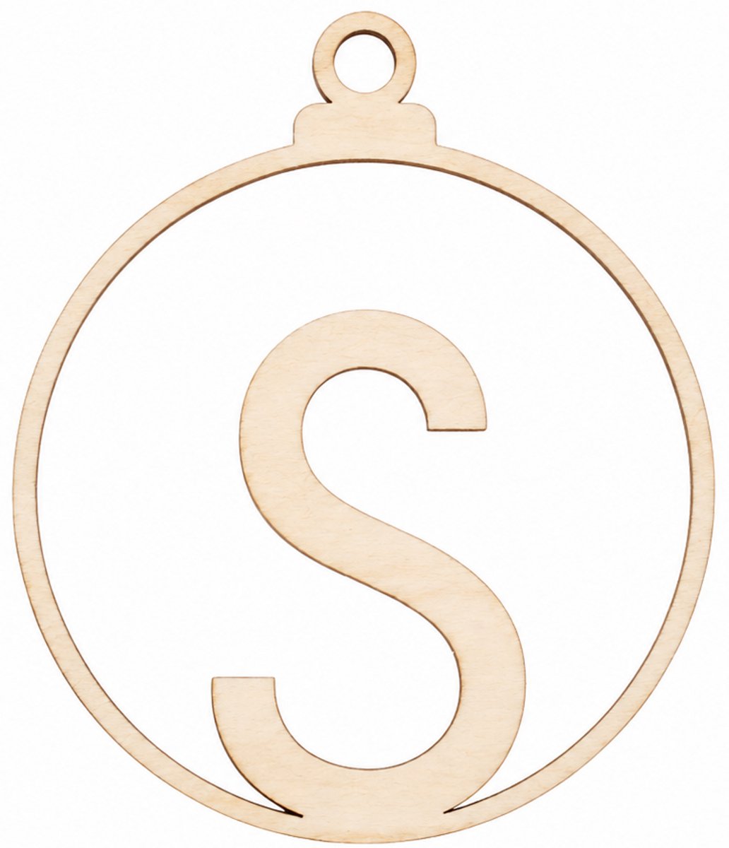 Houten kerstversiering - Wooden Christmas decoration | Letter “S” | 9cm | Licht hout - Natural wood | Kerstbal - Christmas tree bauble - Houten Hangers - Kerstboom - Alfabet - Alphabet - Kerstdecoratie - Naam