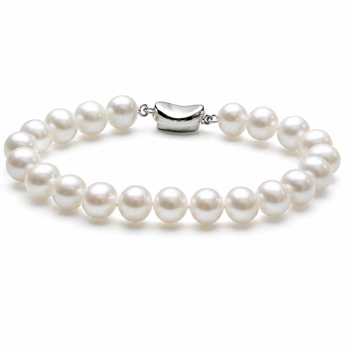 Parel armband - Dames - 925 Sterling Zilver -Gerhodineerde zilveren parelarmband met zoetwaterparels – elegante damesarmband met zilveren sluiting – tijdloze armband met klassieke uitstraling