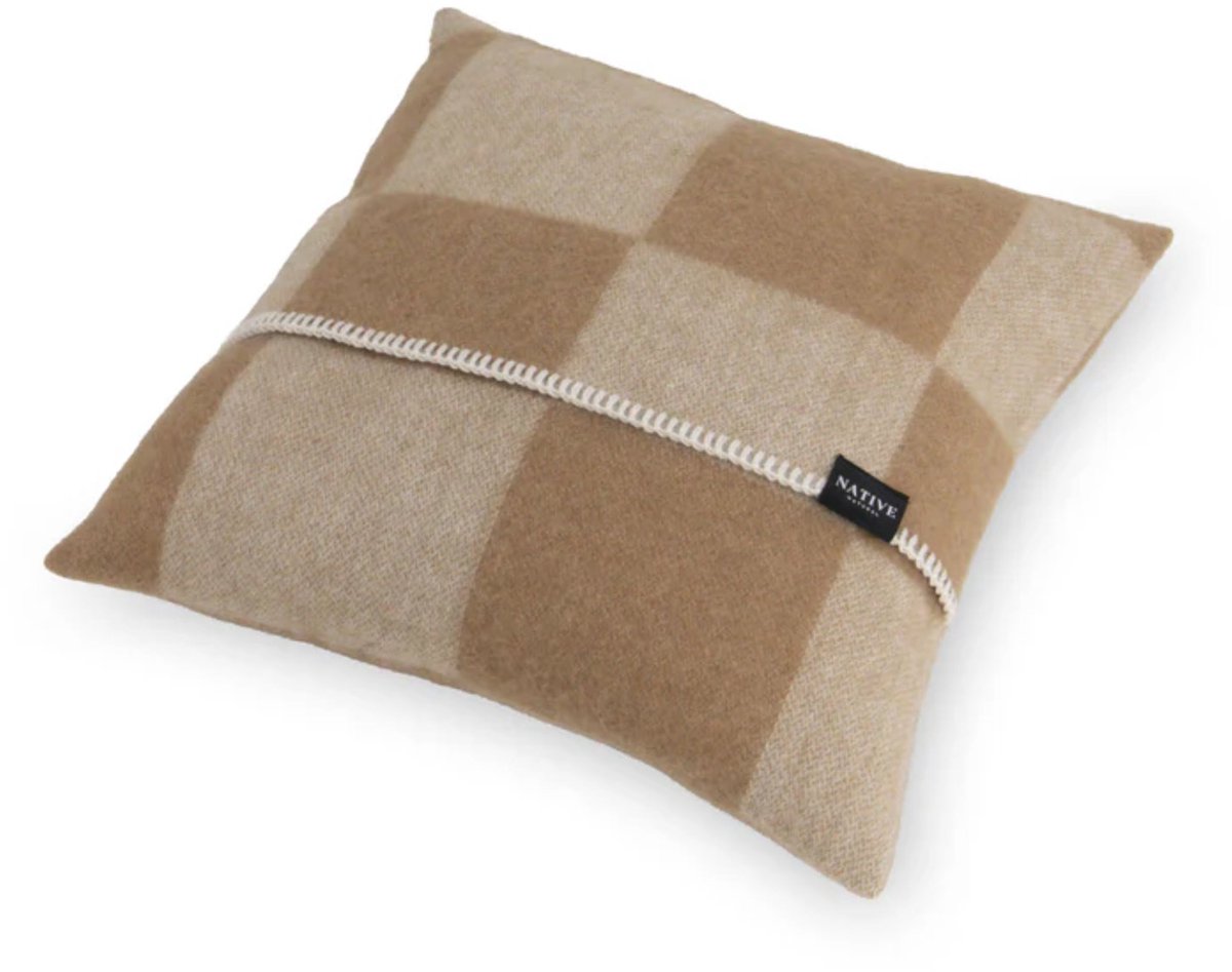 WOOOL® Kussen - CHECKERBOARD (Beige) - 45x45cm - 100% Wol