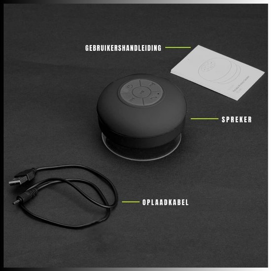 QUOVO® Douche Speaker - Badkamer Speaker - Douche Speaker Bluetooth - Zwart - 8cm x 8cm x 7cm van quovo — afbeelding 2