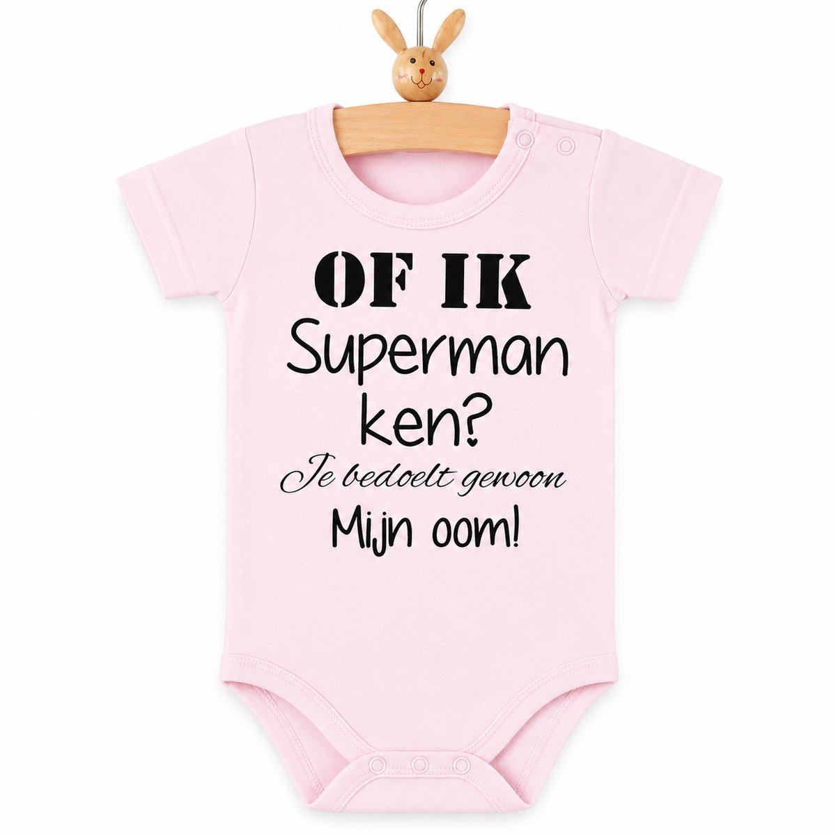 Baby Rompertje meisje cadeautje zwangerschap aankondiging tekst | Of ik superman ken? Je bedoelt gewoon mijn oom | korte mouw | roze | maat 62/68 | geboorte kraamcadeau cadeau