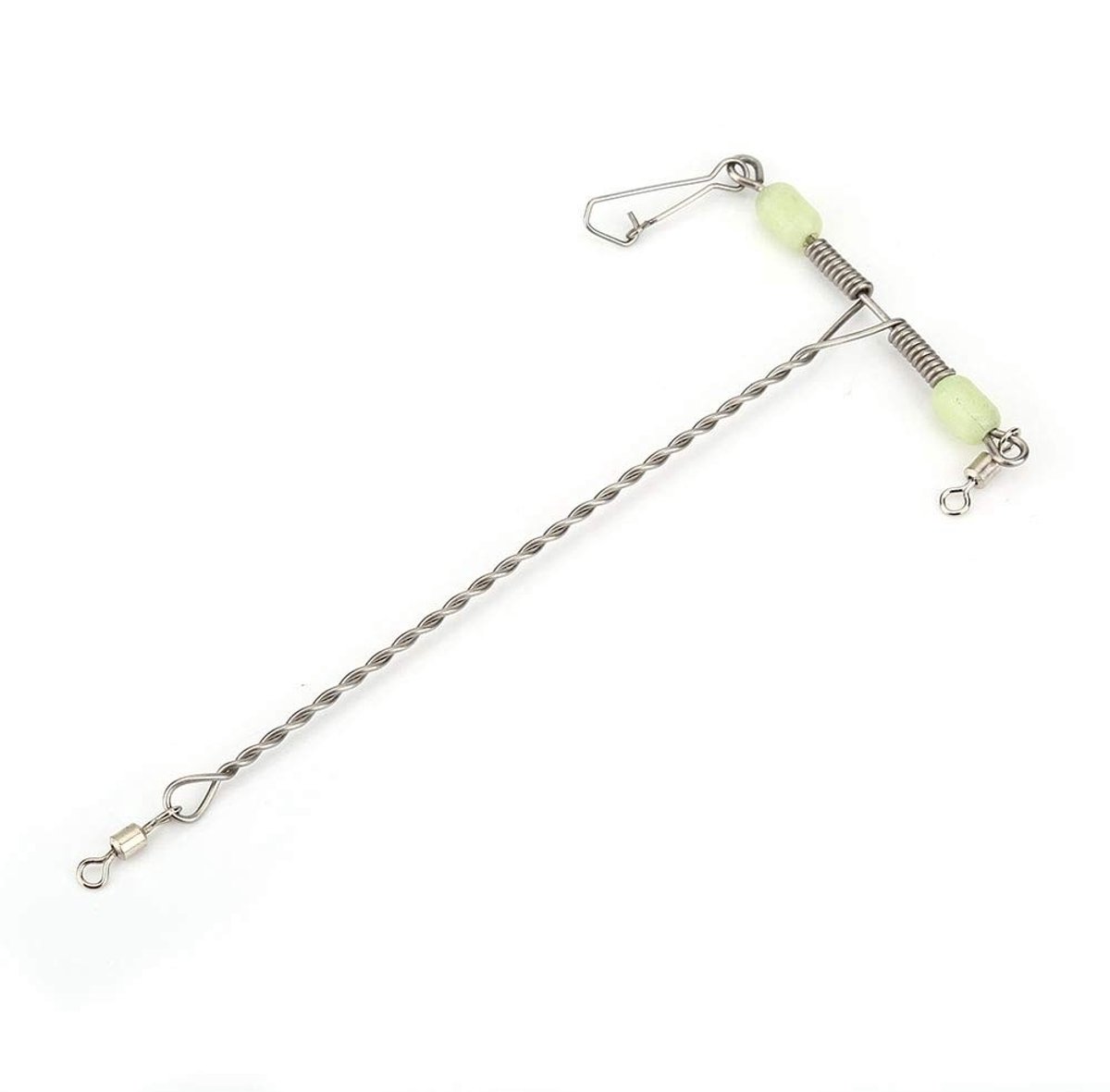 Dailygoods- Vis Swivels 10 Stuks - Roestvrij Stalen T-vormige Swivels - Flexibele Draaiing - Luminiscente Kralen - Vissen Accessoire - 12cm Lengte - Visconnector