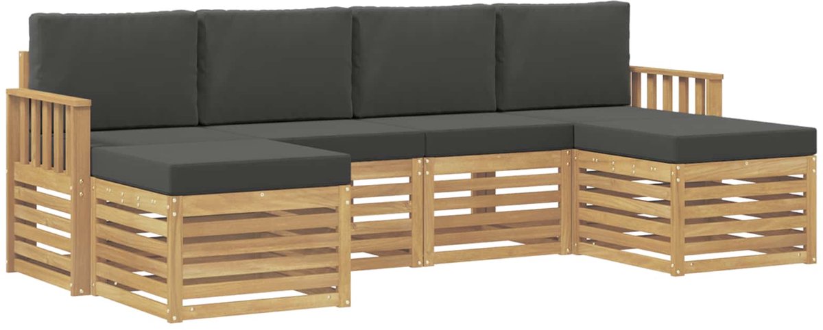 vidaXL Buiten - bank - set - 6 - st - 6-zits - Wit - en - antracietkleurig - Polyester Wit en antracietkleurig