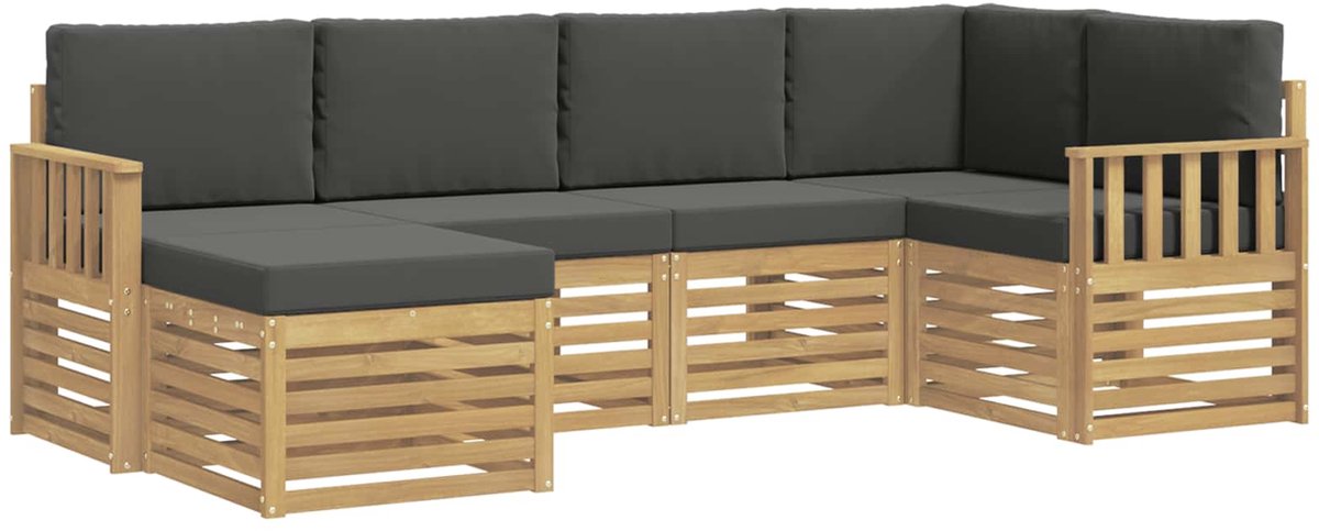 vidaXL Buiten - bank - set - 6 - st - 5-zits - Wit - en - antracietkleurig - Polyester Wit en antracietkleurig