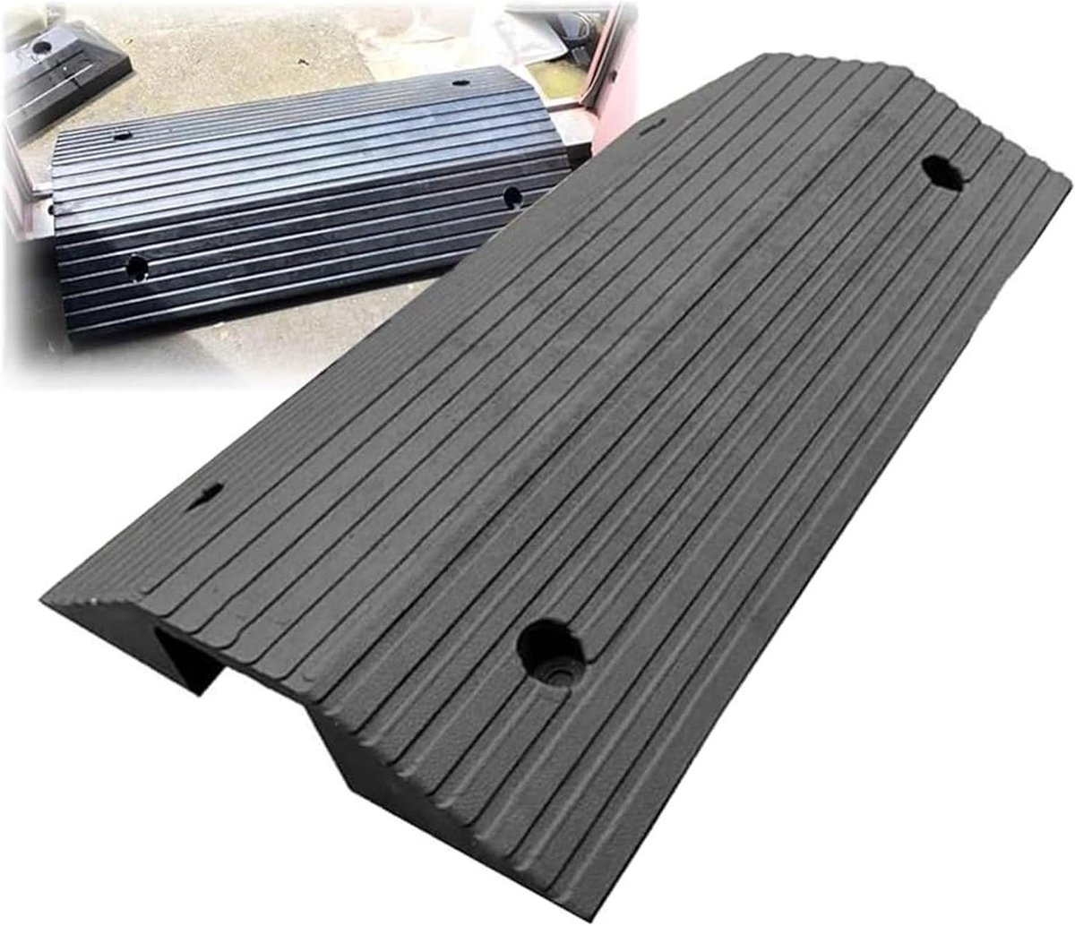 Rubberen Drempelbrug - Oprit Deur - Gemakkelijke Doorgang - Antislip Oppervlak - 80 x 40 x 8 cm - Zwart