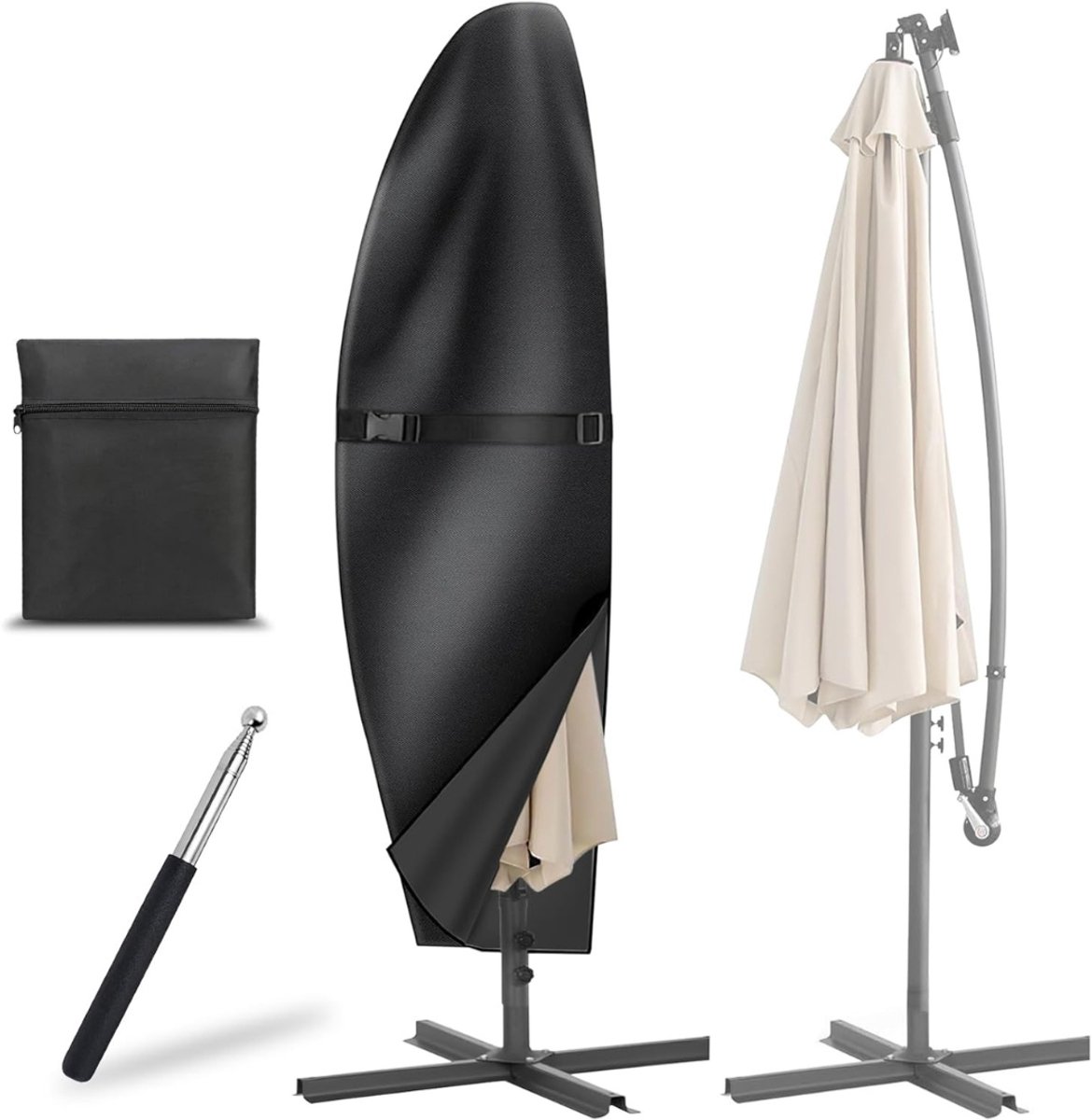 QUOVO® Parasolhoes Staande Parasol - Parasolhoes - Parasol Hoes - Zwart - 40cm x 70cm x 50cm