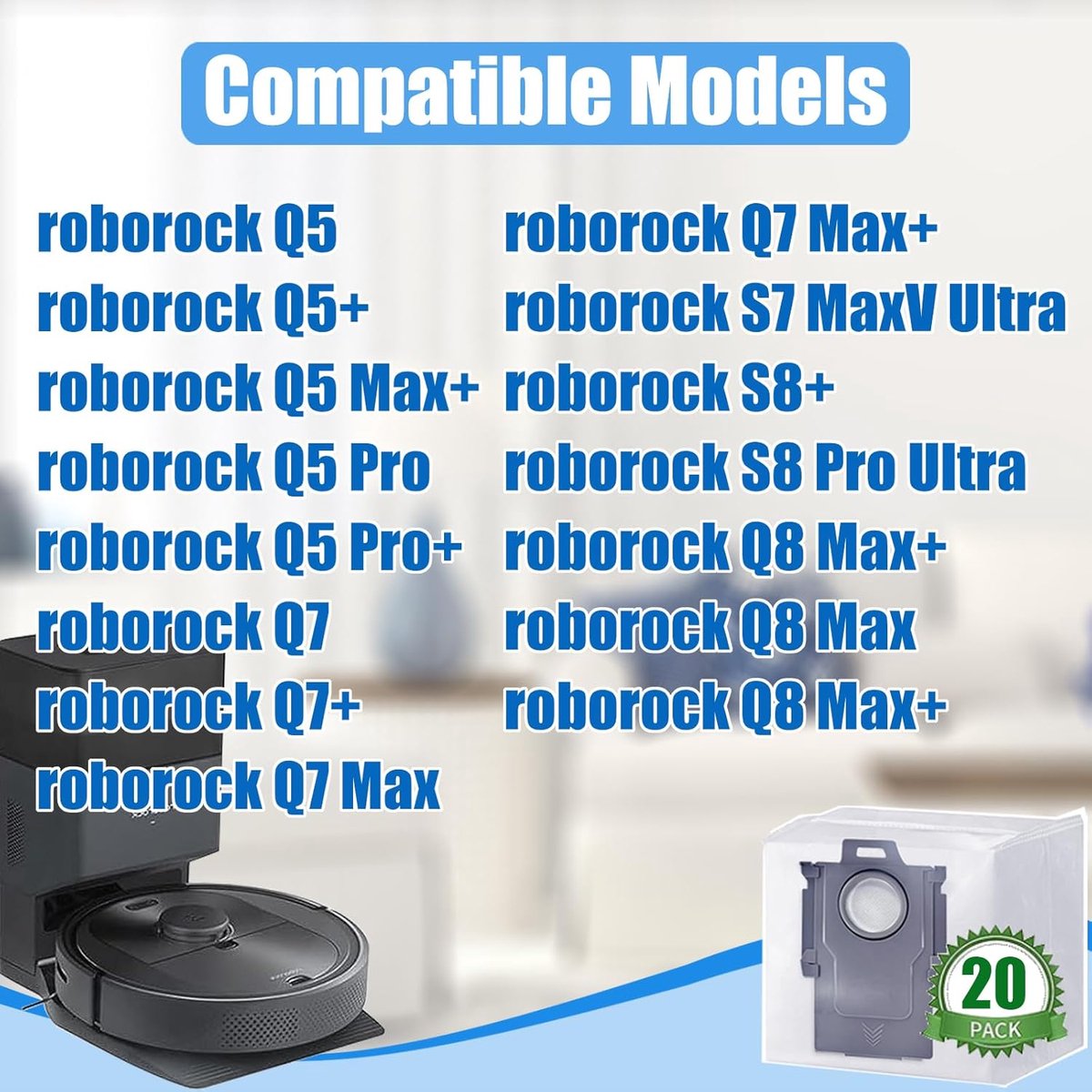 Stofzuigerzakken Set - Wegwerp Zakken - Robot Stofzuigen - Grote Capaciteit - 20 Stuks - Wit