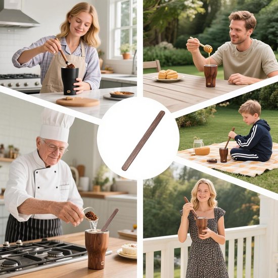 Houten Menglepel - Barlepel Cocktail - Dranken Mixen - Ergonomisch Handvat - 20 cm - Walnootkleur van houten — afbeelding 2