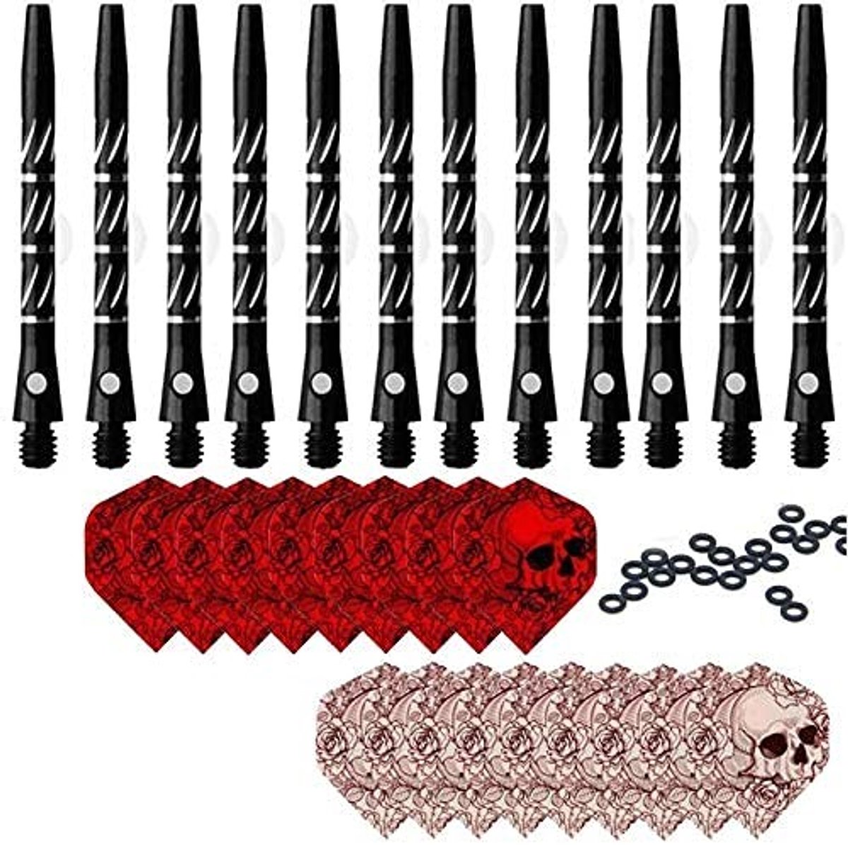 Dailygoods- Dart Shafts Aluminium - 4 Sets - Inclusief Rubber Ringen - Geschikt voor de meeste Darts - Schroefdraad 2BA - Schroefdiameter 4.5 mm - Dartpijlen