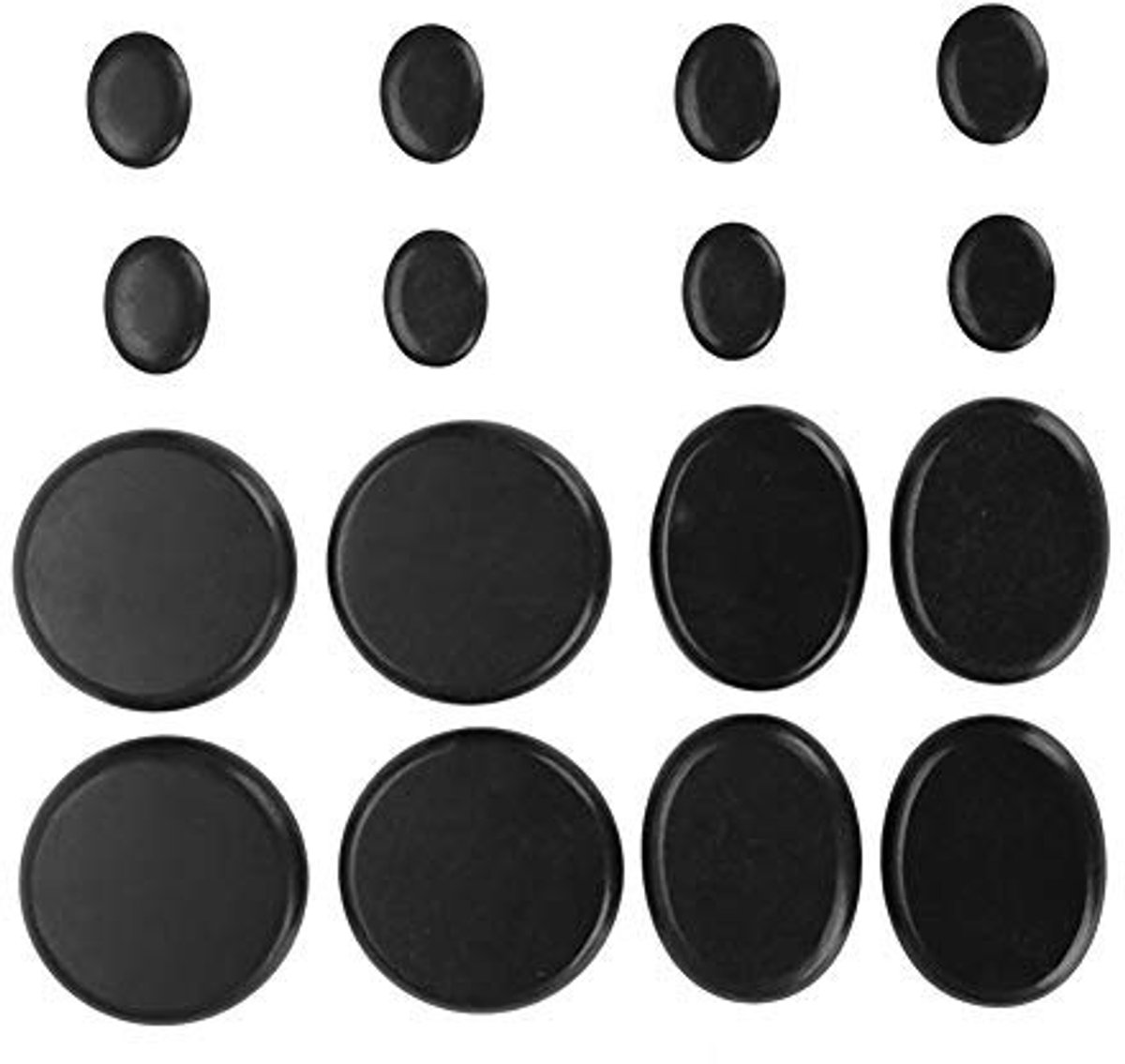 Dailygoods- Massagestenen 16 Stks - Zwarte Basalt - Stressverlichting - Verbeterde Slaap - Acupressuur - Huidverstrakking - Hotstone