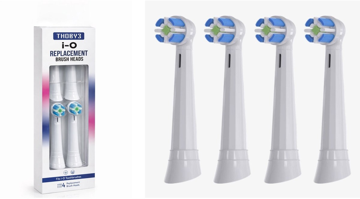 Thoby3 Opzetborstels geschikt en passend op Oral-B iO - Wit – 4 stuks - Vervangende tandenborstelkoppen voor iO 2, 3, 4, 5, 6, 7, 8, 9, 10 - Rond - Zacht