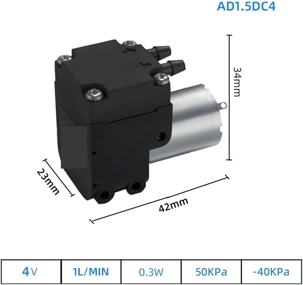 Membraanvacuümpomp - Gasbemonsterpomp - Gas Analyse - Compact Ontwerp - 40 kPa Onderdruk - Zwart