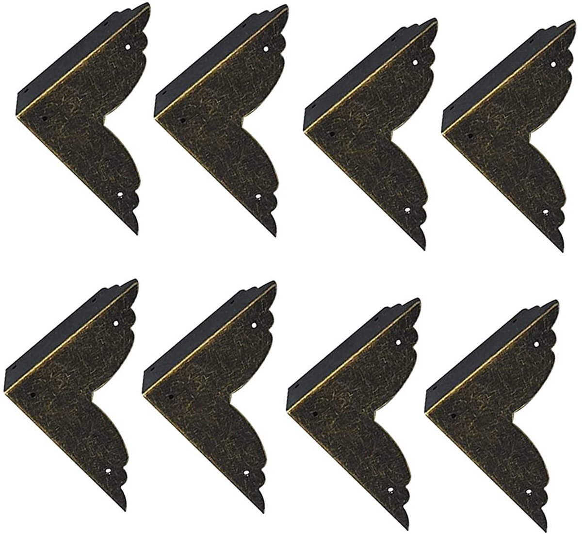 Dailygoods- Meubelhoeken 8 Stuks - Antieke Hoekbescherming - Randbescherming - Metalen Hoekbescherming - Multifunctioneel - Duurzaam Antiek Brons - Hoekbeschermers