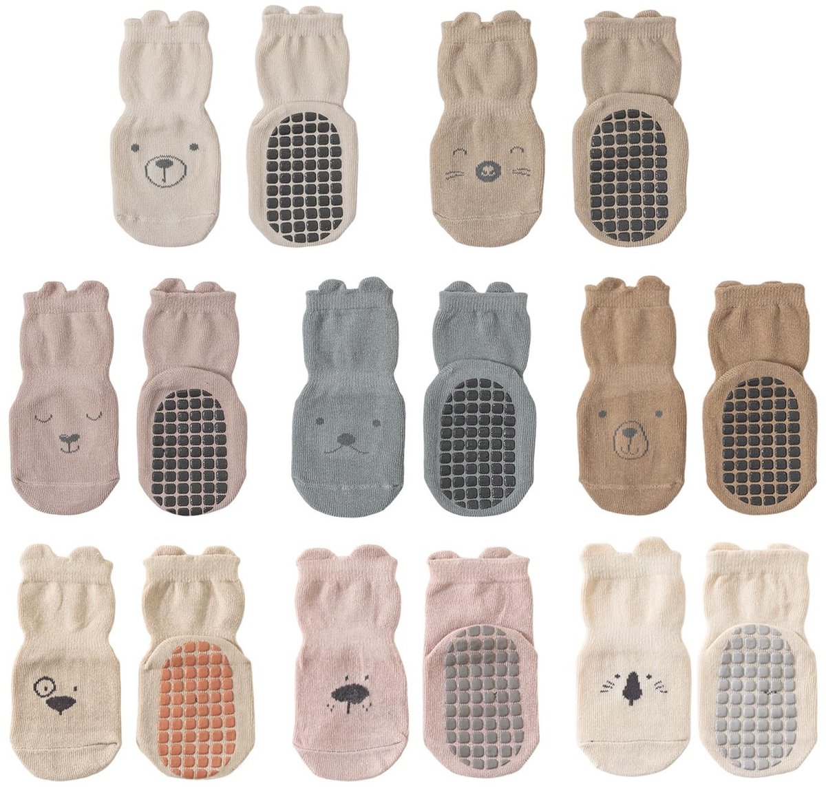 Dailygoods- Babysokken Antislip - 8 Paar - Peuter Sokken - Katoen - Geschikt Voor 1-3 Jaar - Schattig Konijnenpatroon - Peutersokken