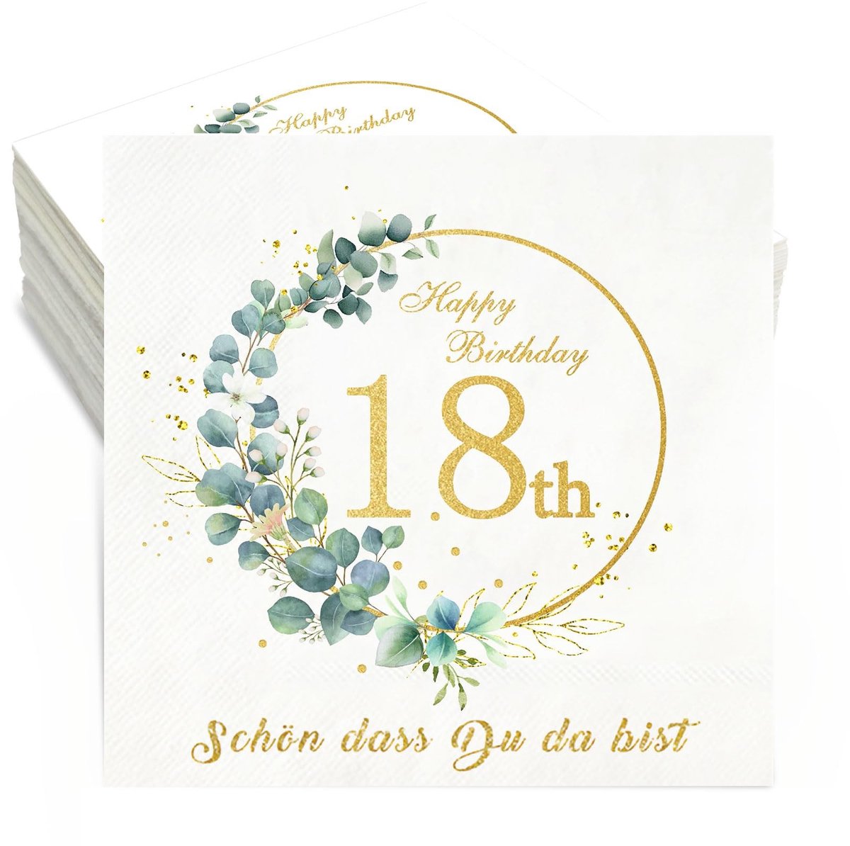 Dailygoods- Servetten 70 Verjaardag - 40 Stuks - 33x33cm - 2-laags - Eucalyptus - Papieren Servetten - Tafeldecoratie - Feestservetten