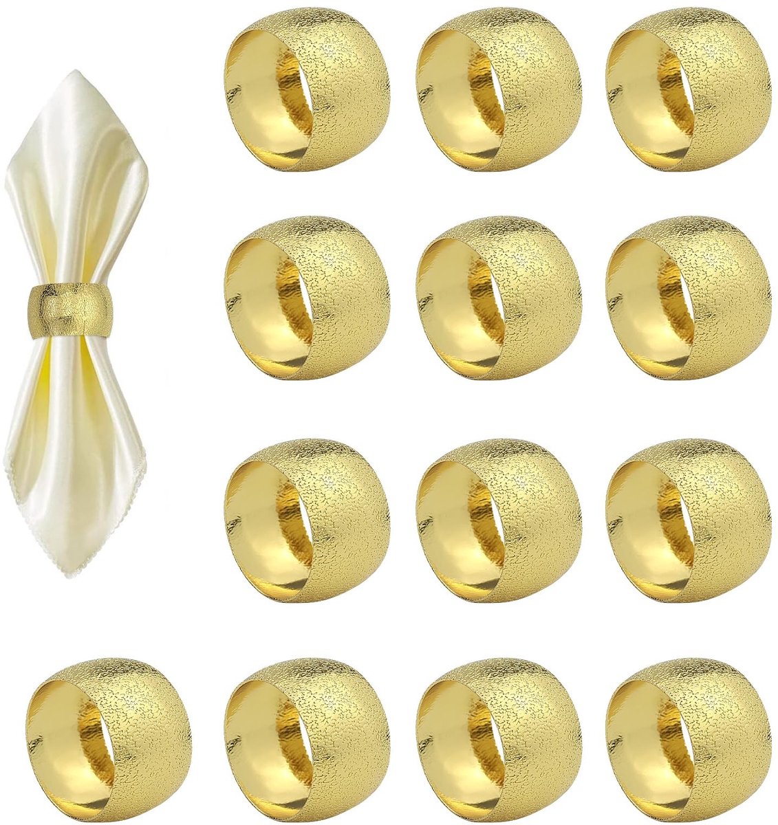 Dailygoods- Servetringen Goud - 13 Stuks - Metalen Servetringen - Tafeldecoratie - Bruiloft/Diner - 12 x 10 x 2,5 cm - Elegant Design - Servettenhouders