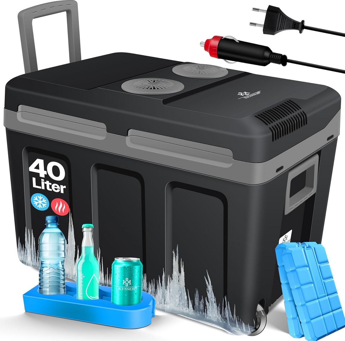 Thermo-elektrische koelbox - Mini koelkast - Dranken koelen - Koelen en verwarmen - 40 liter - Zwart grijs