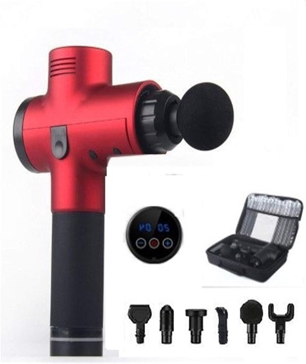 Massagepistool - Spierherstel Apparaat - Spierontspanning Na Sport - 30 Snelheden 6 Koppen - 25x6.3x23cm - Rood