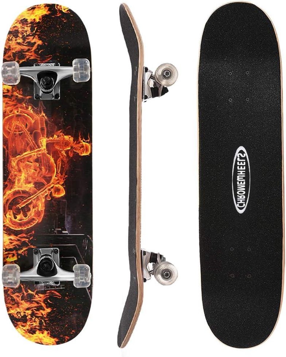 Skateboard Cruiser Longboard Deck Stunts Oefenen Dubbele Kick Concave 31 Inch Vuur