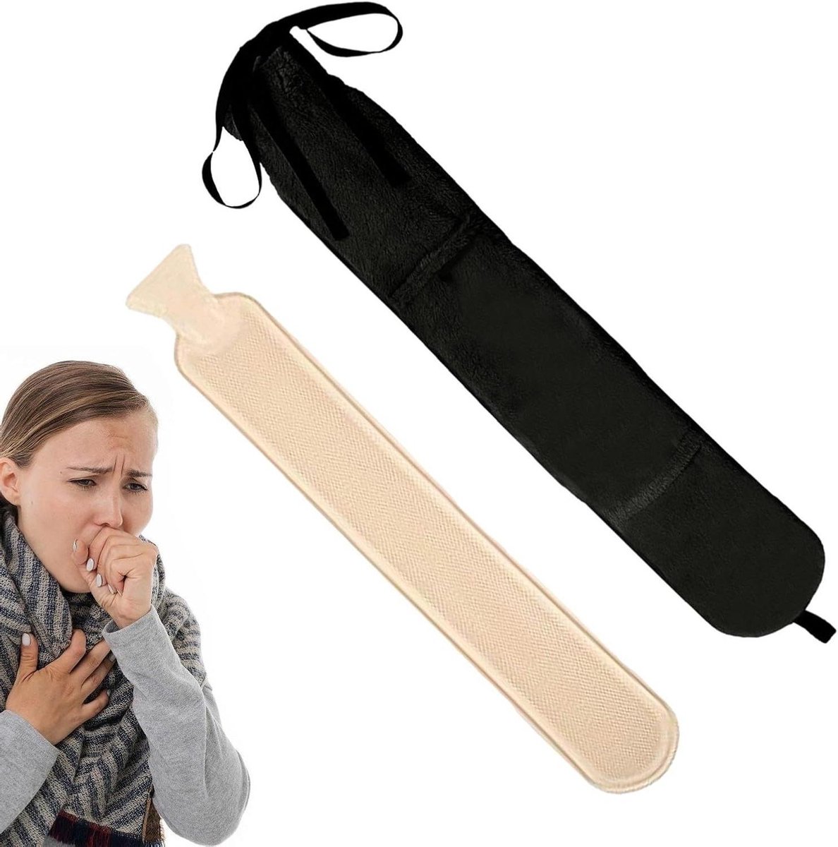 Warmwaterkruik - Warmtekruik Zacht - Spieren Ontspannen - Dubbele Comfort Hoes - 37x16cm - Grijs