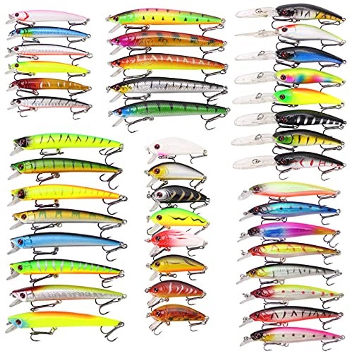 Dailygoods- Duikvissen Lokaas Set 43-delig - Kunstaas Snoek/Zoet- en Zeebaarsforel - 3D Ogen - Levensechte Zwemacties - Stalen Kogels