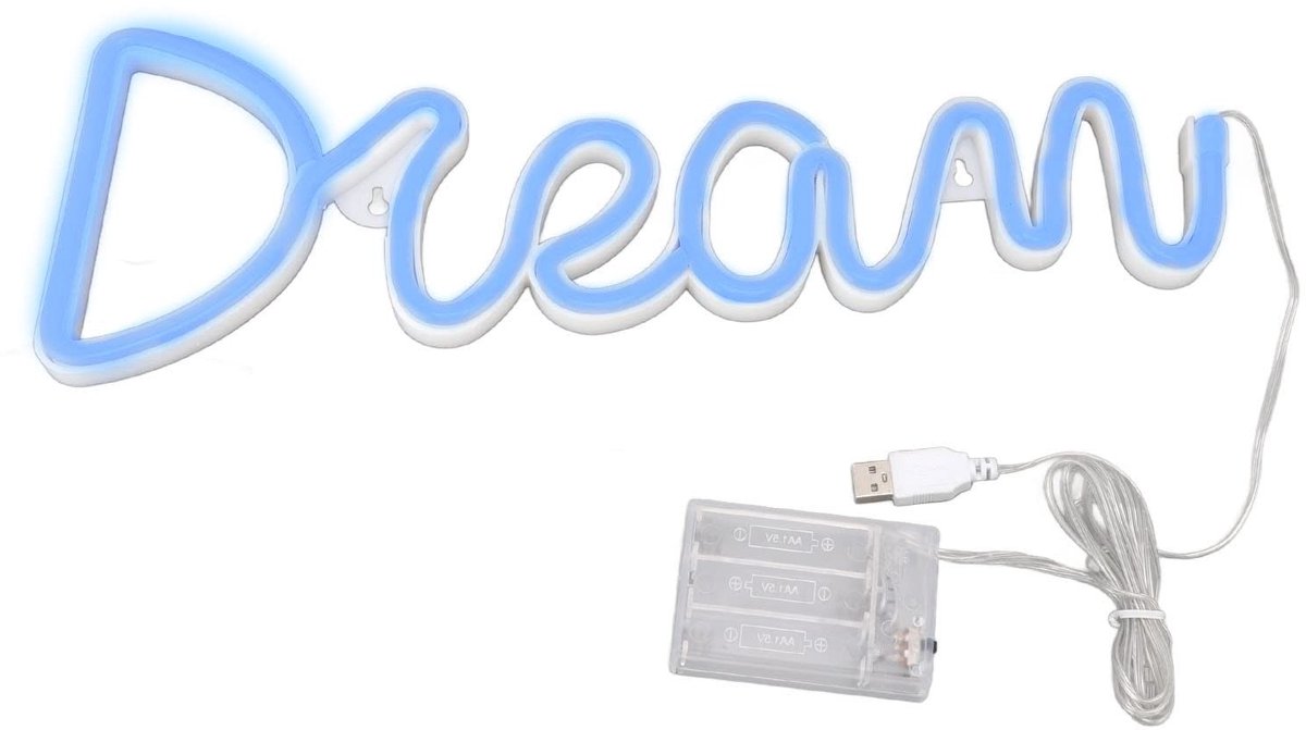 Dailygoods- Neonreclame Droom LED - USB/batterijaangedreven Wanddecoratie - Neonwandlamp Slaapkamer/Woonkamer - Feest/Kerst/Bruiloft - Verjaardagscadeau - PVC 40cm/14cm - Neonlicht