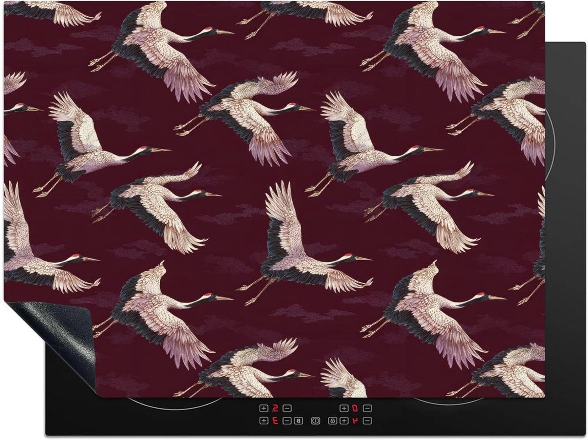 Inductie Beschermer - Kookplaat Mat - Extra Werkruimte - Unieke Foto Print - 71x52 cm - Kraanvogels