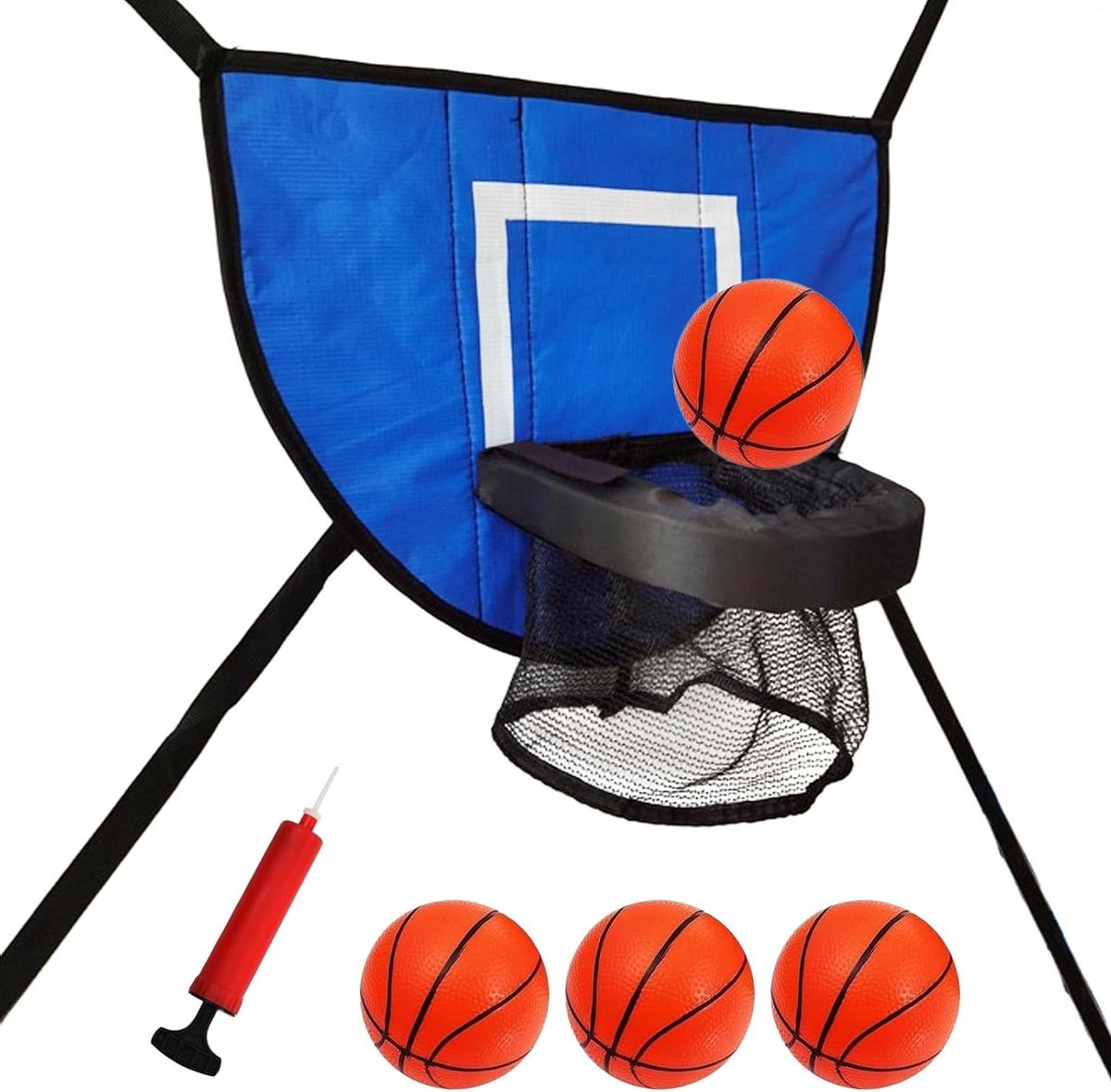 Trampoline Basketbalmand - Trampoline Basketbalspel - Buitensporten - Eenvoudige Installatie - 49 x 36 cm - Blauw